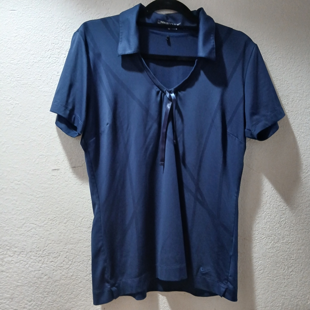 NikeGolf size M  Navy Short-Sleeve Polo with Neck Ribbon
